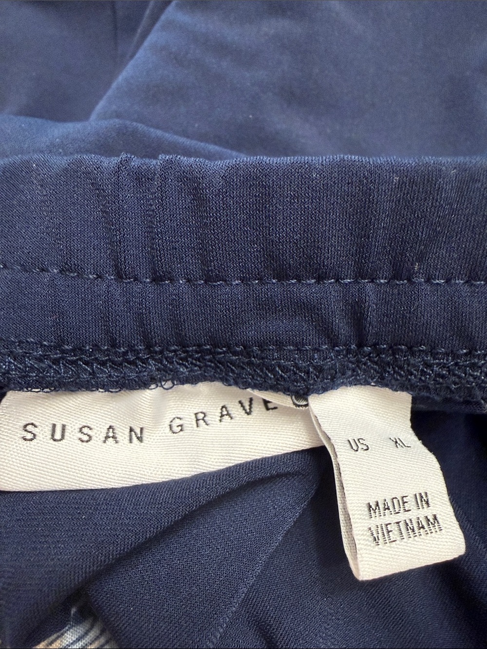 Susan Graver Navy Blue Skirt Silver Studs Polyester Spandex Women XL Elastic - Picture 2 of 9